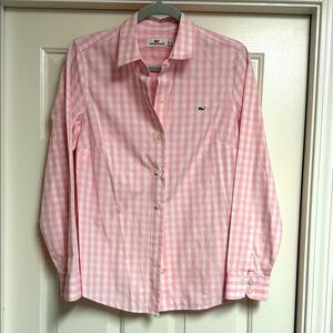NWOT Women’s Vineyard Vines Button Down, Size 6, pink/white